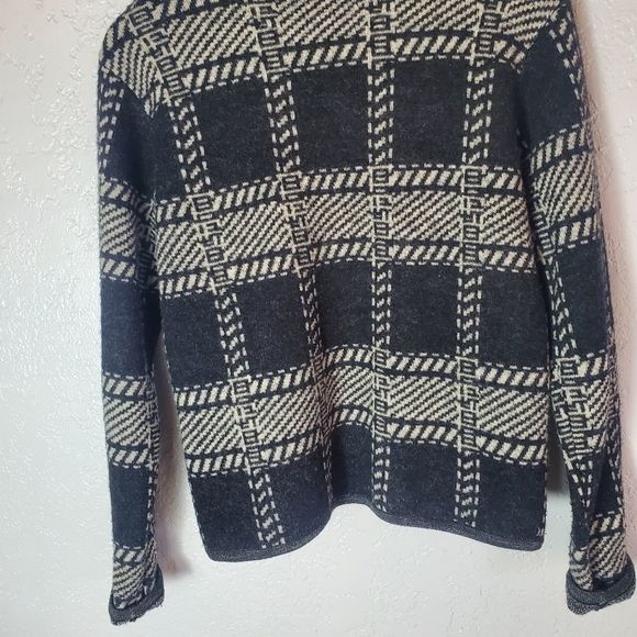 Pendleton Vintage Wool Buffalo Plaid Black and White Zip-Up Jacket Size Small - Picture 7 of 8